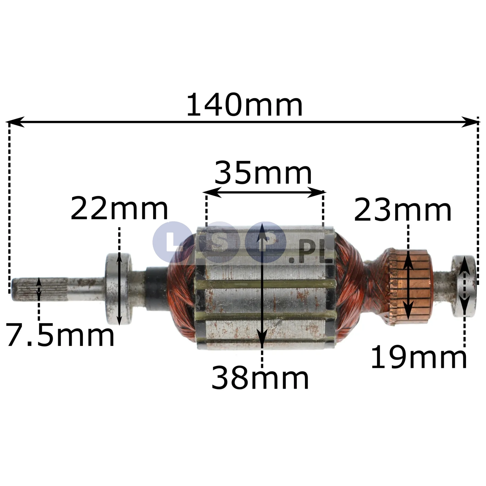 Pordzewiały wirnik do kosy dł. 140mm pak. 38X35mm podkaszarki