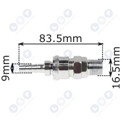 Szybkozłączka do termoregulacji form wtryskowych ½” na przewód 9mm gwint 16.5mm 7/16”