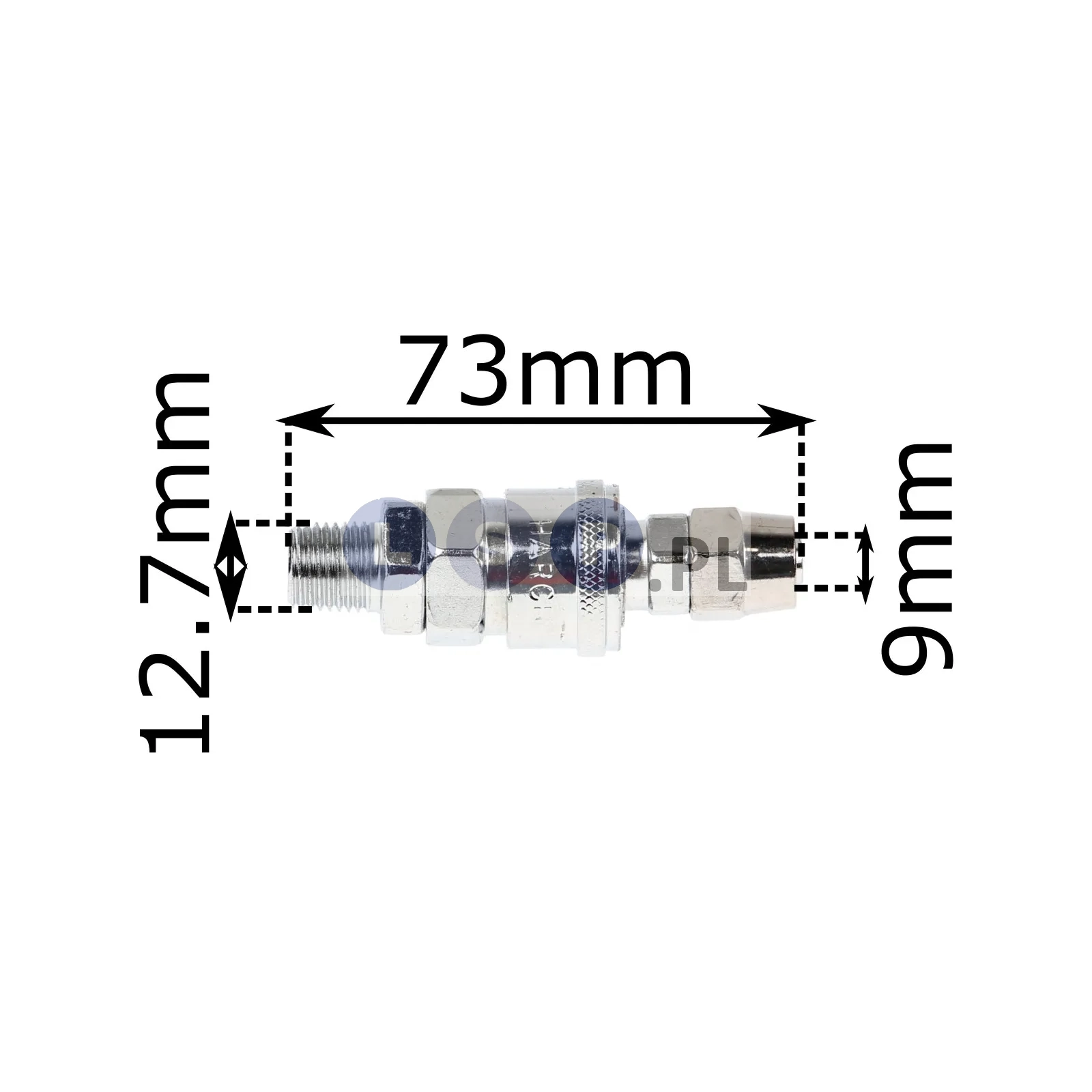 Szybkozłączka do termoregulacji form wtryskowych ½” na przewód 9mm z nakrętką 1/2”mm gwint ½”