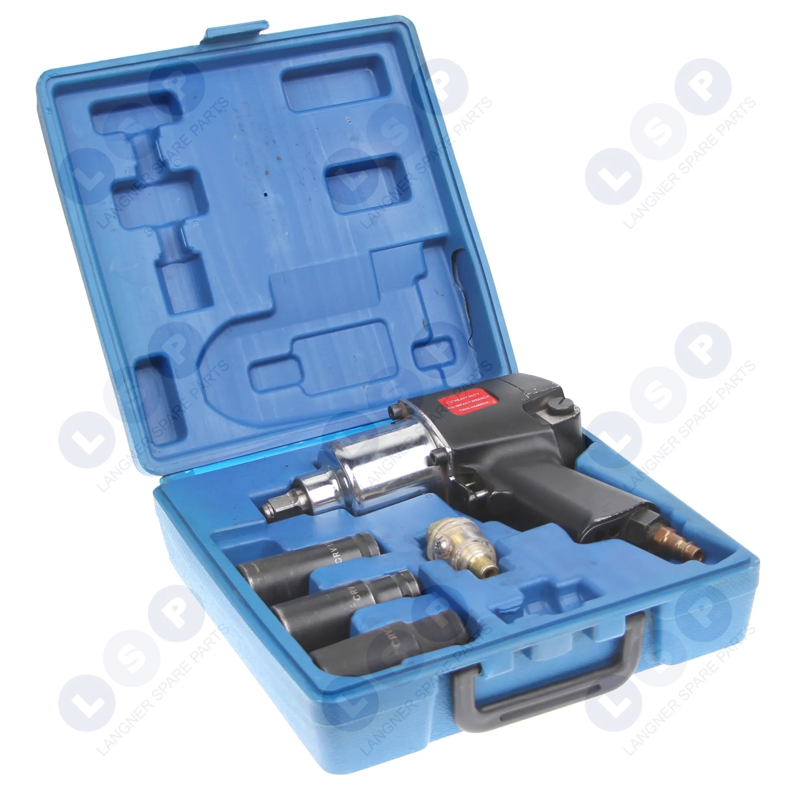 Klucz udarowy pneumatyczny 1” 570Nm 1” z nasadkami 17, 19, 21mm