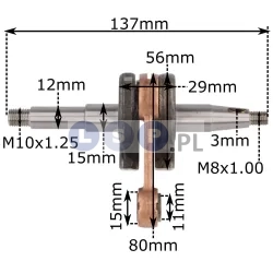 Wał korbowy do 4500/5200 piły spalinowej NAC 11mm