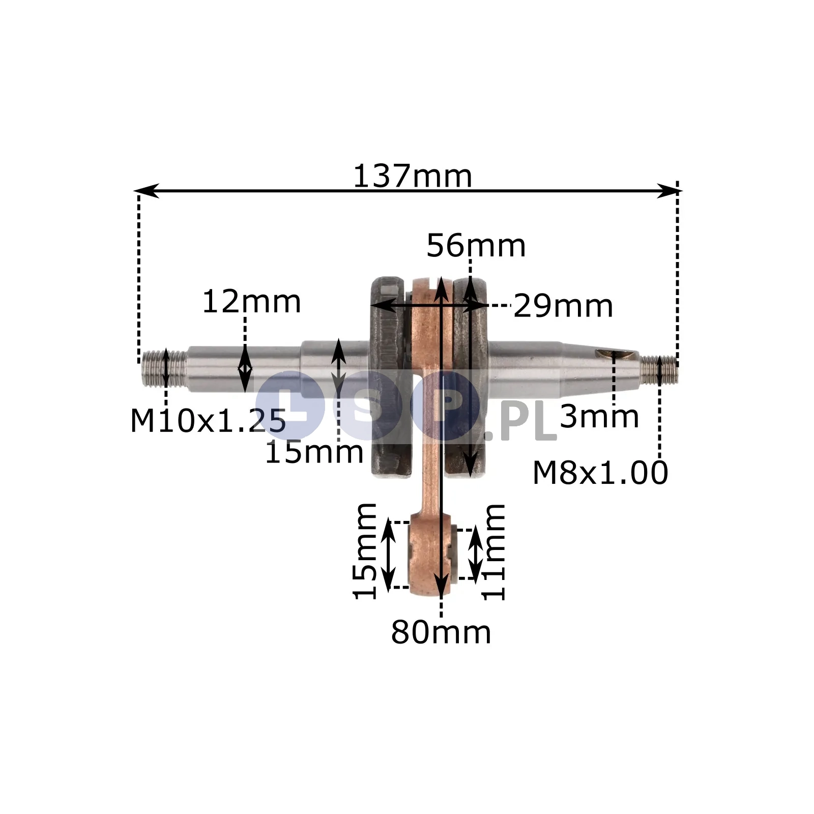 Wał korbowy do 4500/5200 piły spalinowej NAC 11mm