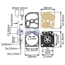 Zestaw naprawczy membrany gaźnika MS 170 180 230 250 12el.