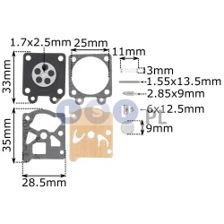 Zestaw naprawczy membrany gaźnika ms 240 260 10el.