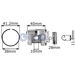 Tłok pierścienie zawleczki Stihli MS230 40mm 10mm