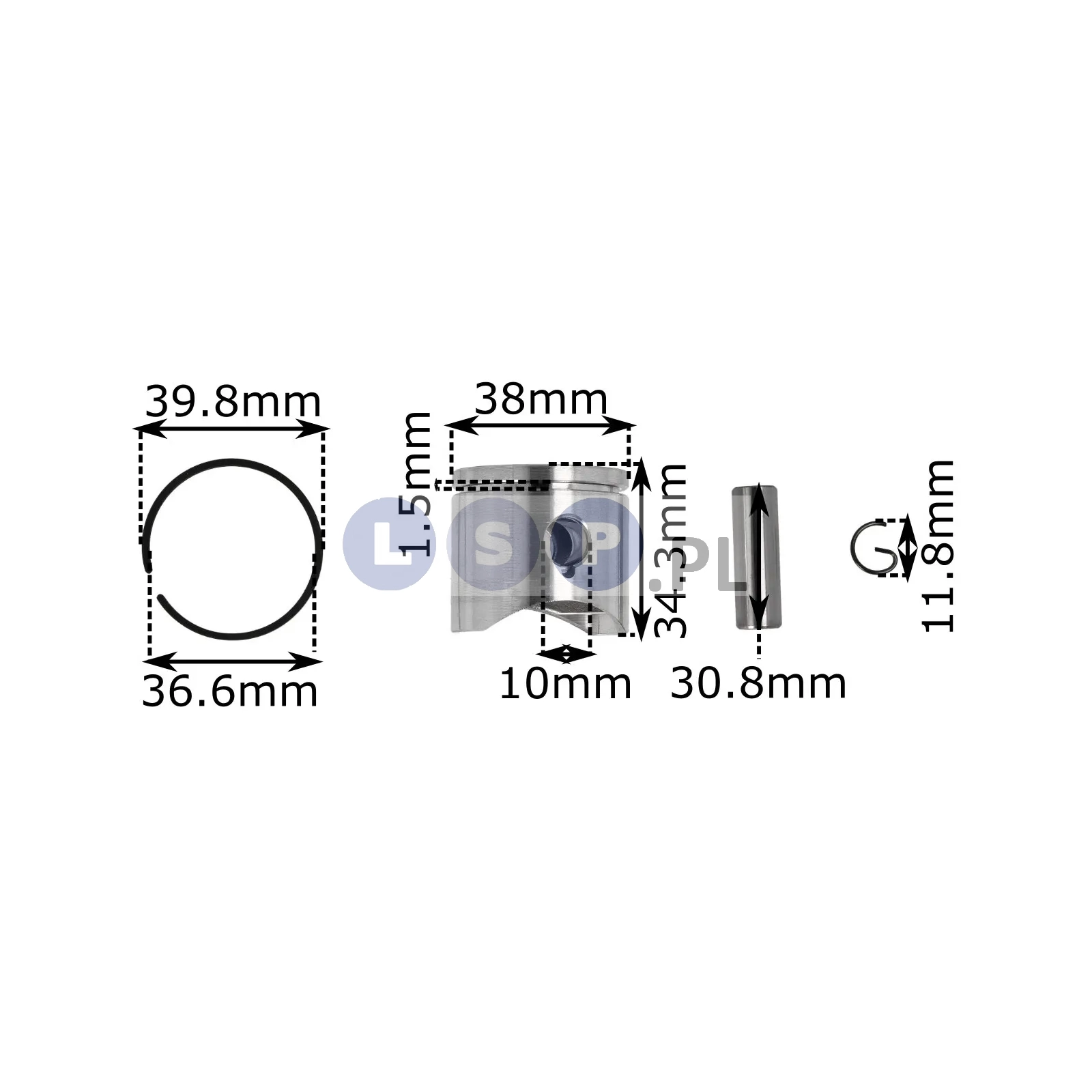 Tłok pierścień zawleczki Husqvarna 137 38mm 10mm