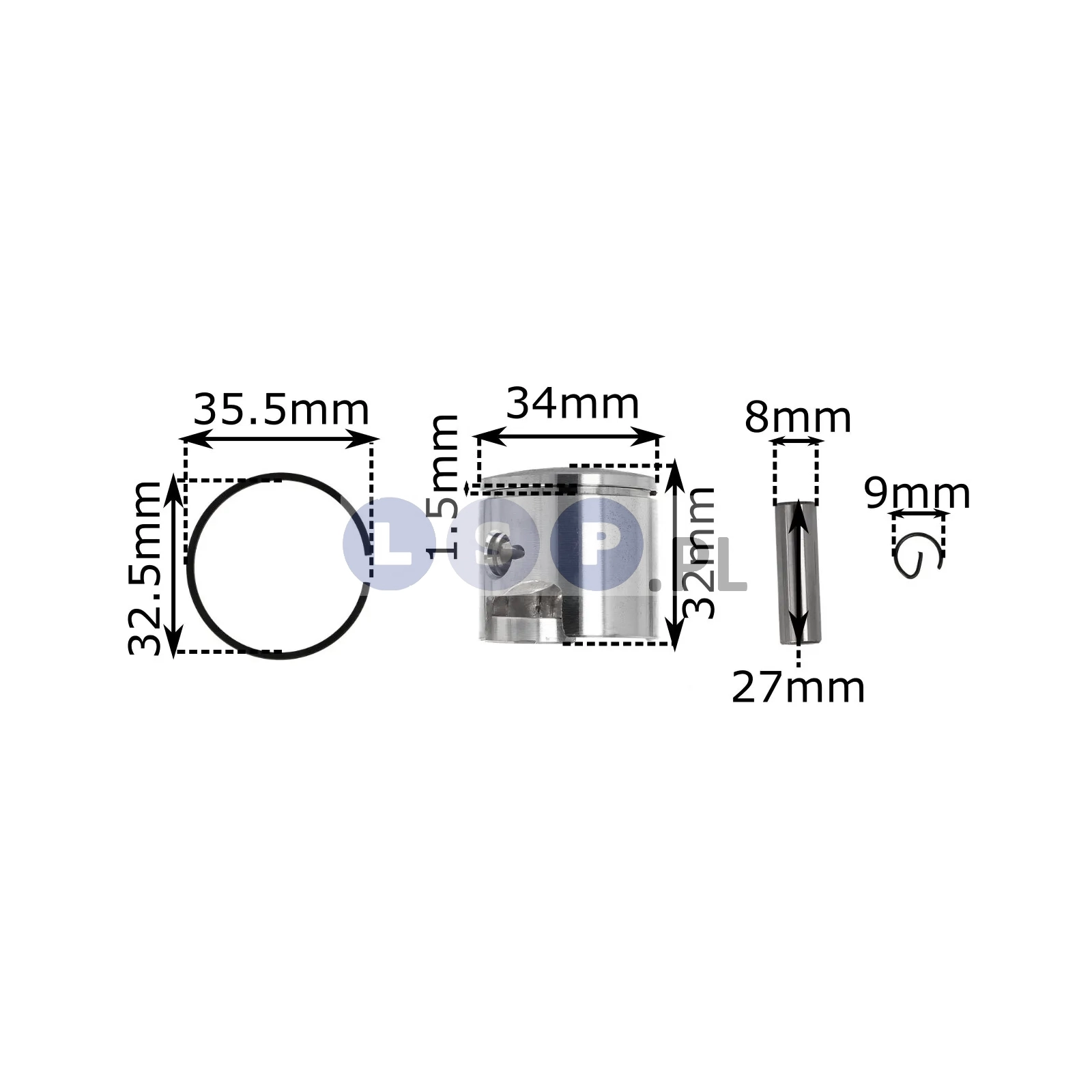 Tłok pierścień zawleczki do piły spalinowej 34mm 8mm