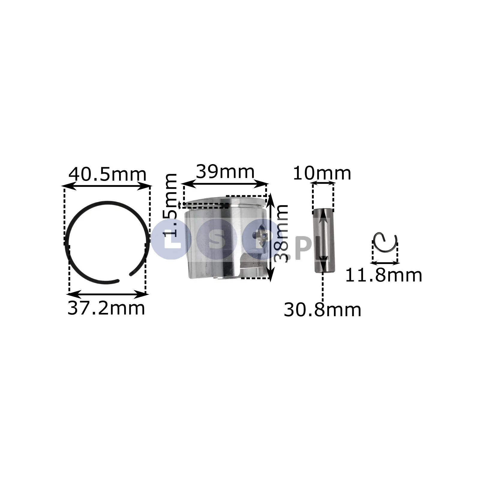 Tłok pierścień zawleczki do piły spalinowej 39mm 10mm 3800