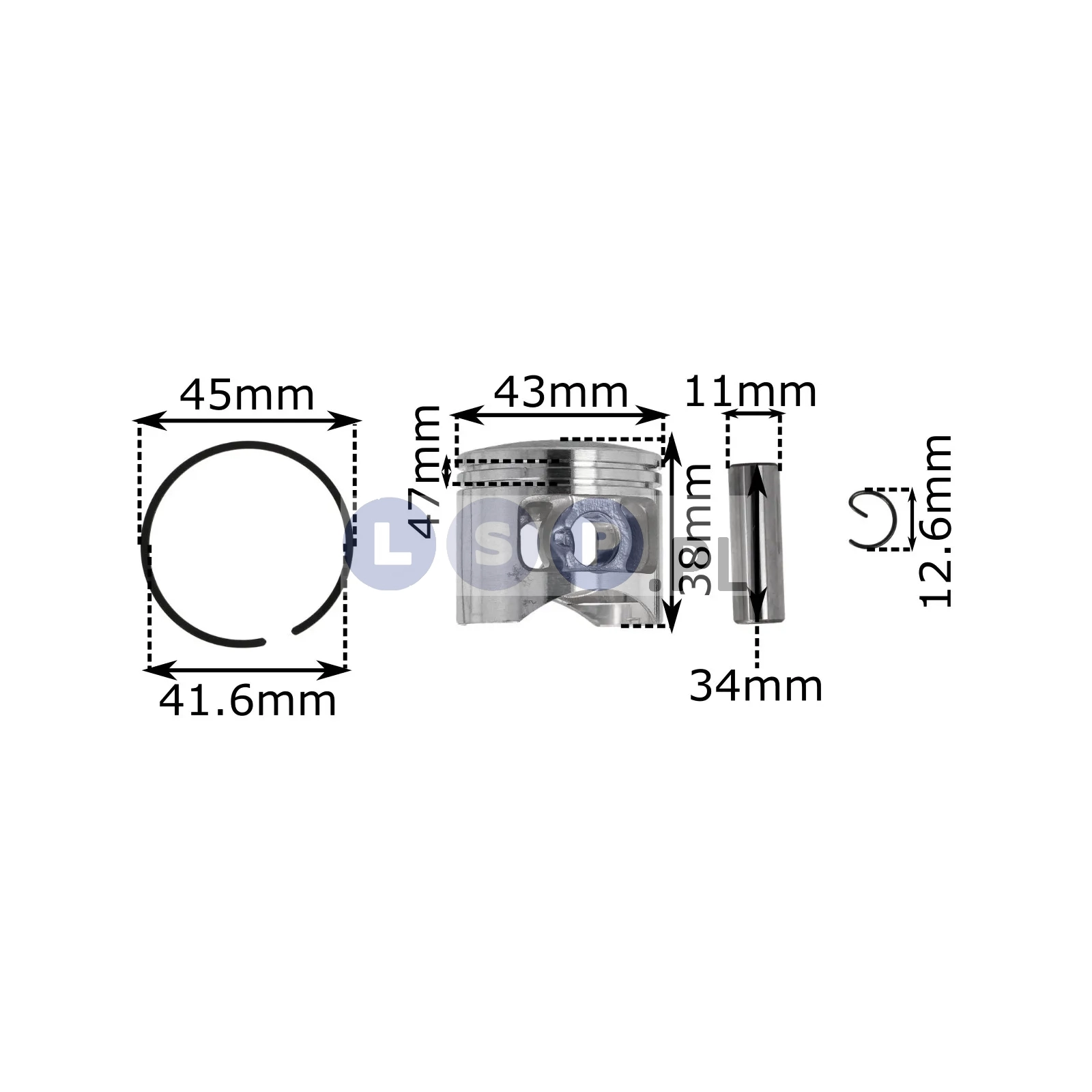 Tłok pierścienie zawleczki do piły spalinowej 43mm 11mm