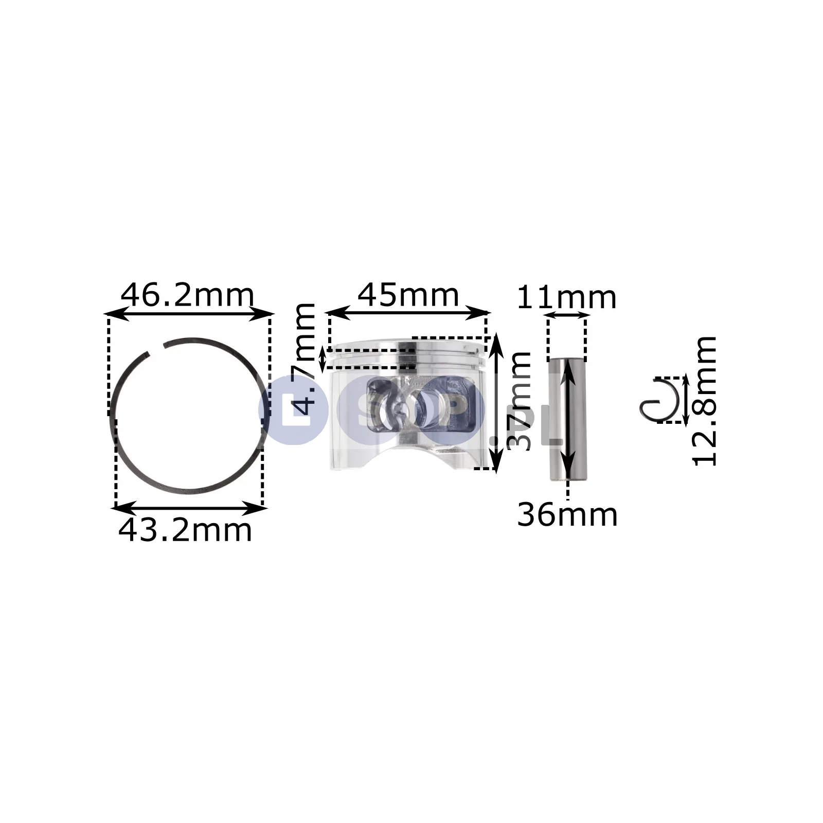 Tłok pierścienie zawleczki do kosy Stihl FS 38 45 55 34mm 8mm