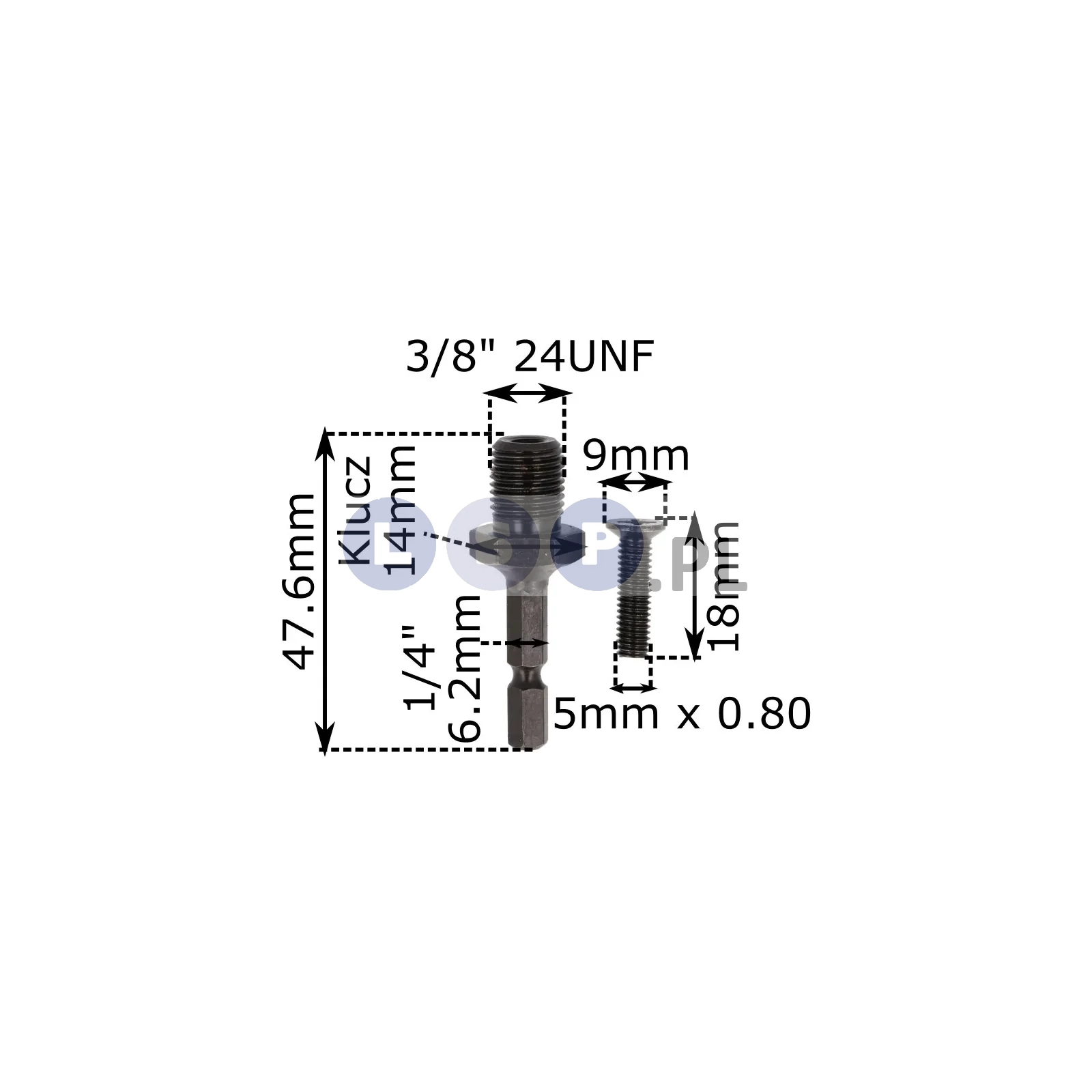 Przelotka 1/4'' hex na 3/8'' gwint adapter do wkrętarki zakrętarki