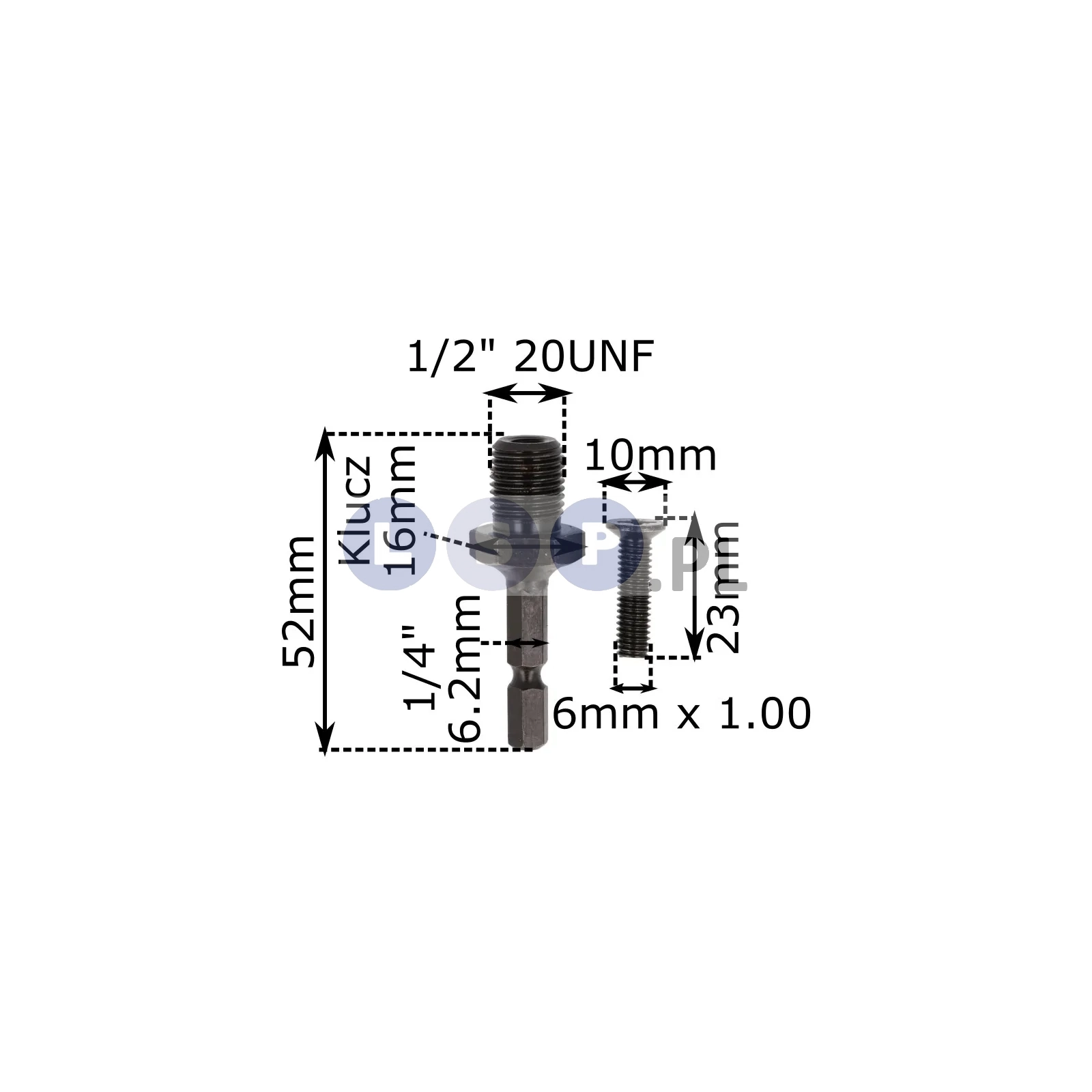 Przelotka 1/4'' hex na 1/2'' gwint adapter do wkrętarki zakrętarki