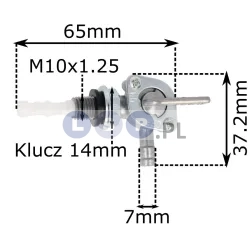 Zawór paliwa M10x1.25 kranik agregatu generatora LEWY