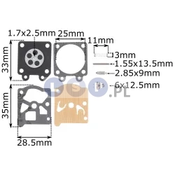 Zestaw naprawczy do gaźnika piły nac membrana