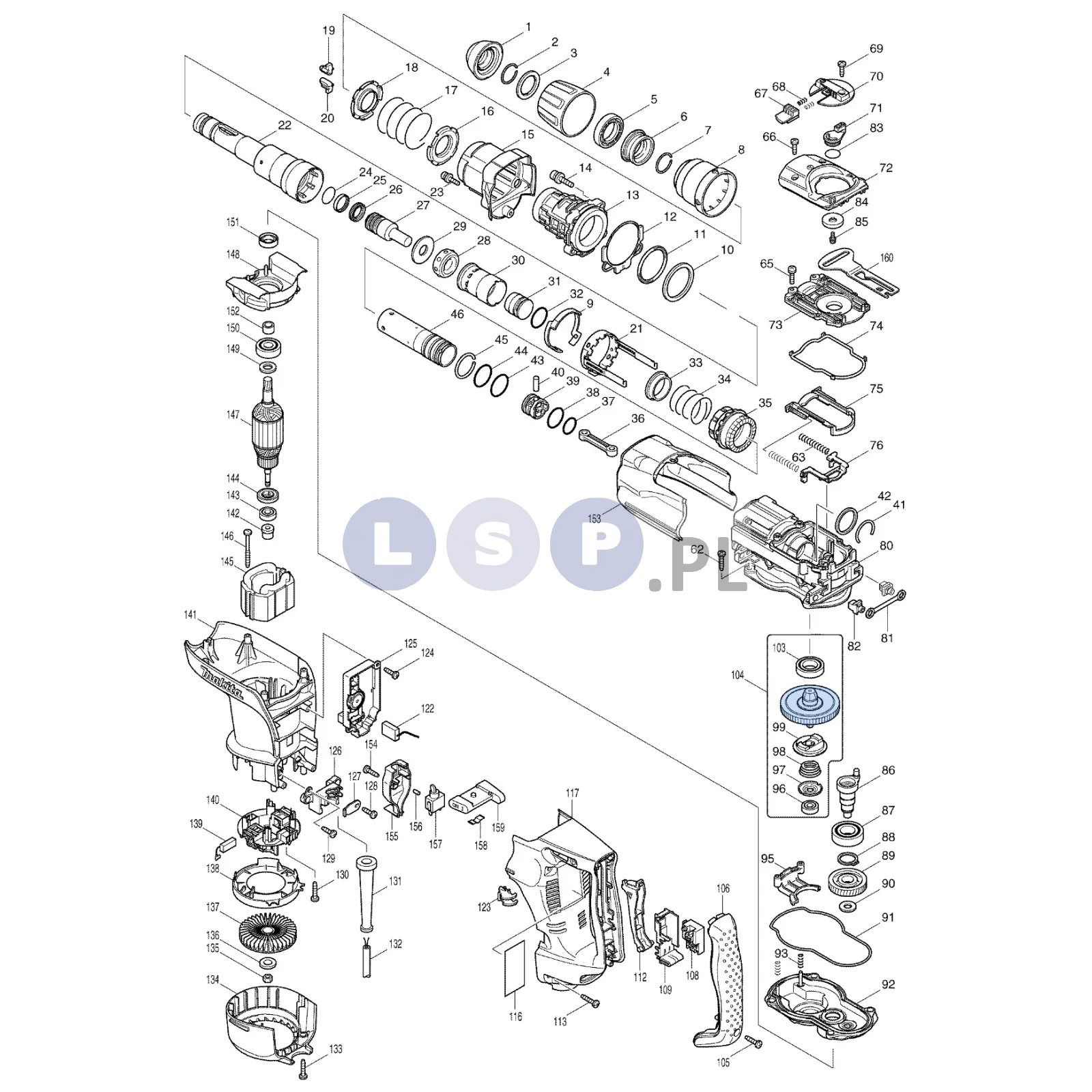 Koło zębate zębatka trzpień do MAKITA HR4001C HR4002 HR4011C 135508-6