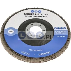 Tarcza listkowa 125 P120 ścierna lamelkowa do szlifowania DREWNO METAL STAL