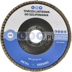 Tarcza listkowa 125 P40 ścierna lamelkowa do szlifowania DREWNO METAL STAL