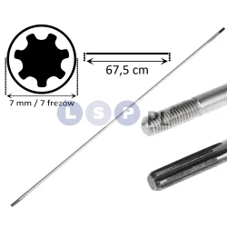 Wałek napędowy oś kosy spalinowej wał 7 frezów 7 mm 67,5 CM