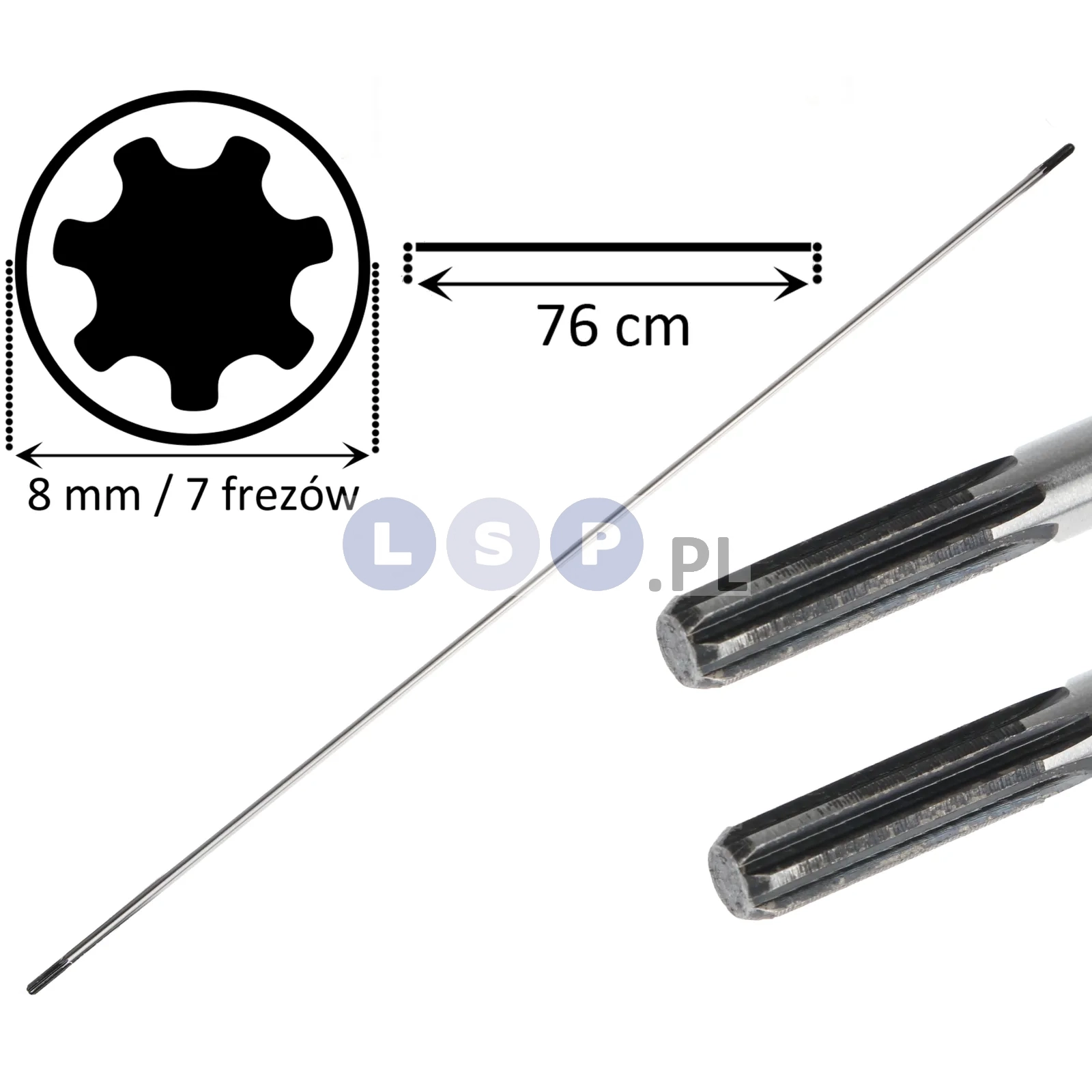 Wałek napędowy oś kosy spalinowej wał 7 frezów 8 mm 76 CM