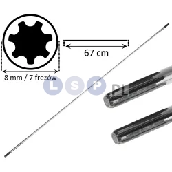 Wałek napędowy oś kosy spalinowej wał 7 frezów 8 mm 67 CM