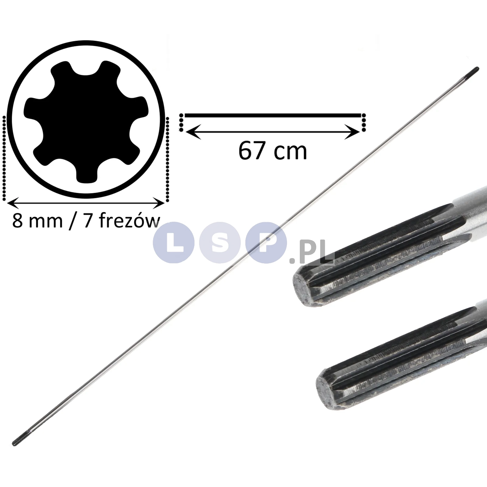 Wałek napędowy oś kosy spalinowej wał 7 frezów 8 mm 67 CM