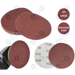 PAPIER ŚCIERNY 125 KRĄŻKI SAMOPRZYLEPNE NA RZEP DO SZLIFIERKI P100 X10