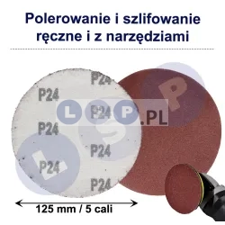 PAPIER ŚCIERNY 125 KRĄŻKI SAMOPRZYLEPNE NA RZEP DO SZLIFIERKI P24 X10