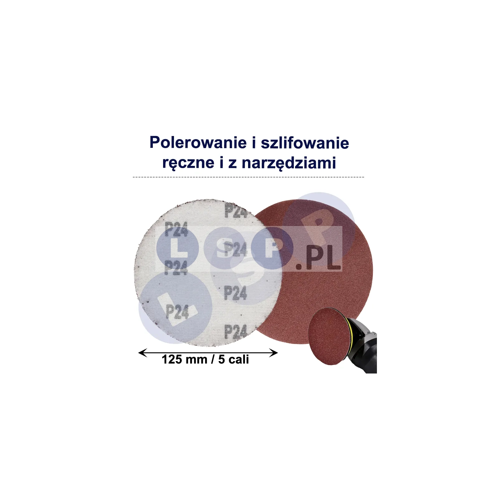 PAPIER ŚCIERNY 125 KRĄŻKI SAMOPRZYLEPNE NA RZEP DO SZLIFIERKI P24 X10