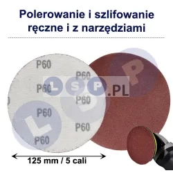 PAPIER ŚCIERNY 125 KRĄŻKI SAMOPRZYLEPNE NA RZEP DO SZLIFIERKI P60 X10