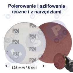 PAPIER ŚCIERNY 125 KRĄŻKI SAMOPRZYLEPNE NA RZEP DO SZLIFIERKI P24 X50