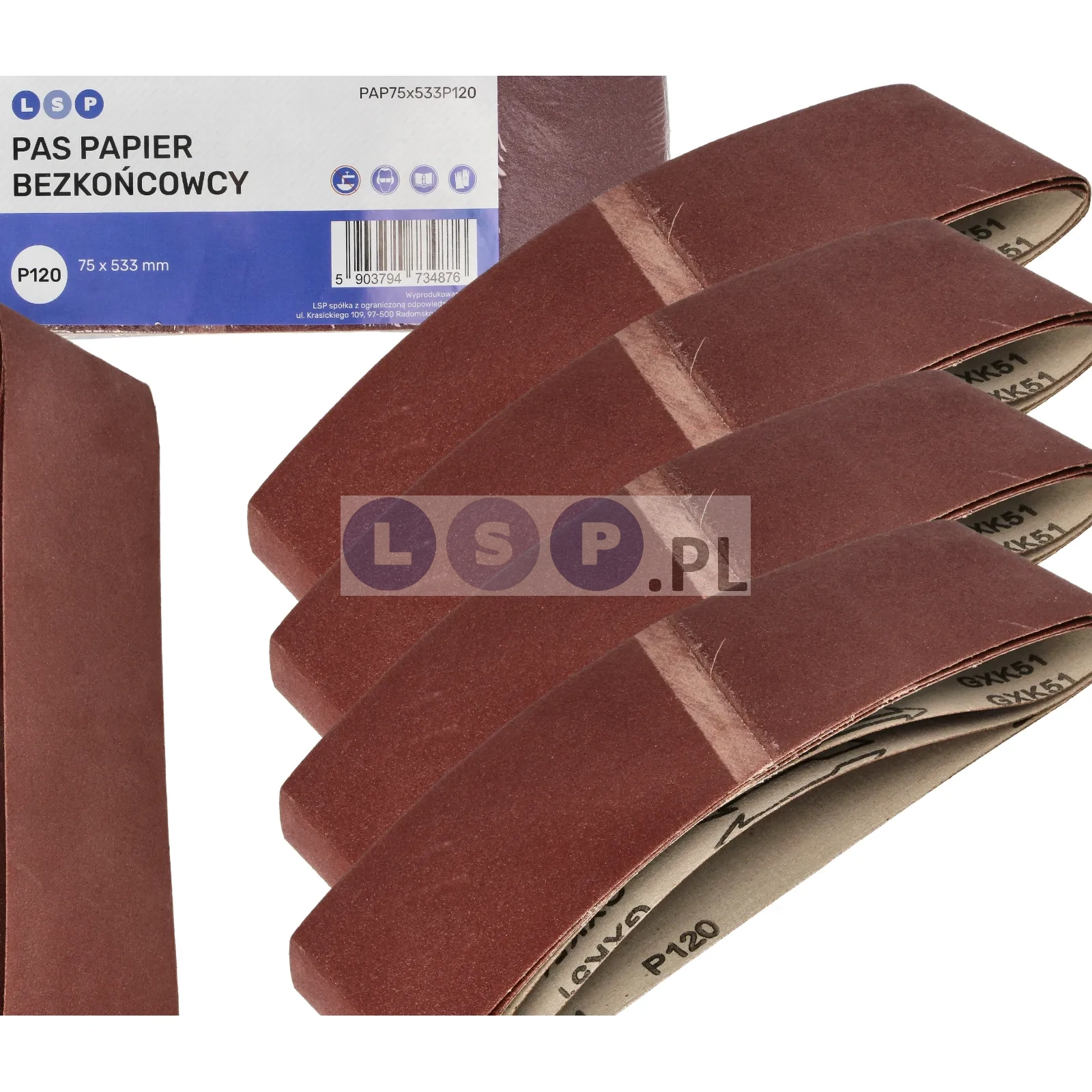 Papier bezkońcowcy 75x533 P120 12SZT  1 KPL