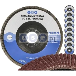 Tarcza listkowa 125 P120 ścierna lamelkowa do szlifowania DREWNO METAL STAL 10 szt