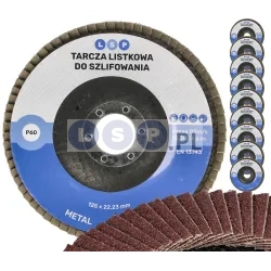 Tarcza listkowa 125 P60 ścierna lamelkowa do szlifowania DREWNO METAL STAL 10 szt