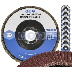 Tarcza listkowa 125 P100 ścierna lamelkowa do szlifowania DREWNO METAL STAL 10 szt