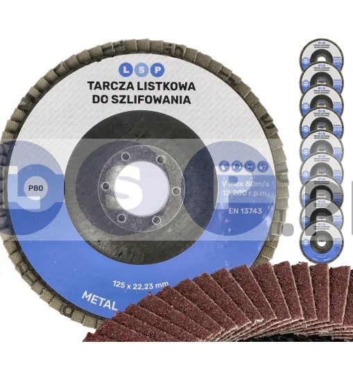 Tarcza listkowa 125 P80 ścierna lamelkowa do szlifowania DREWNO METAL STAL 10 szt