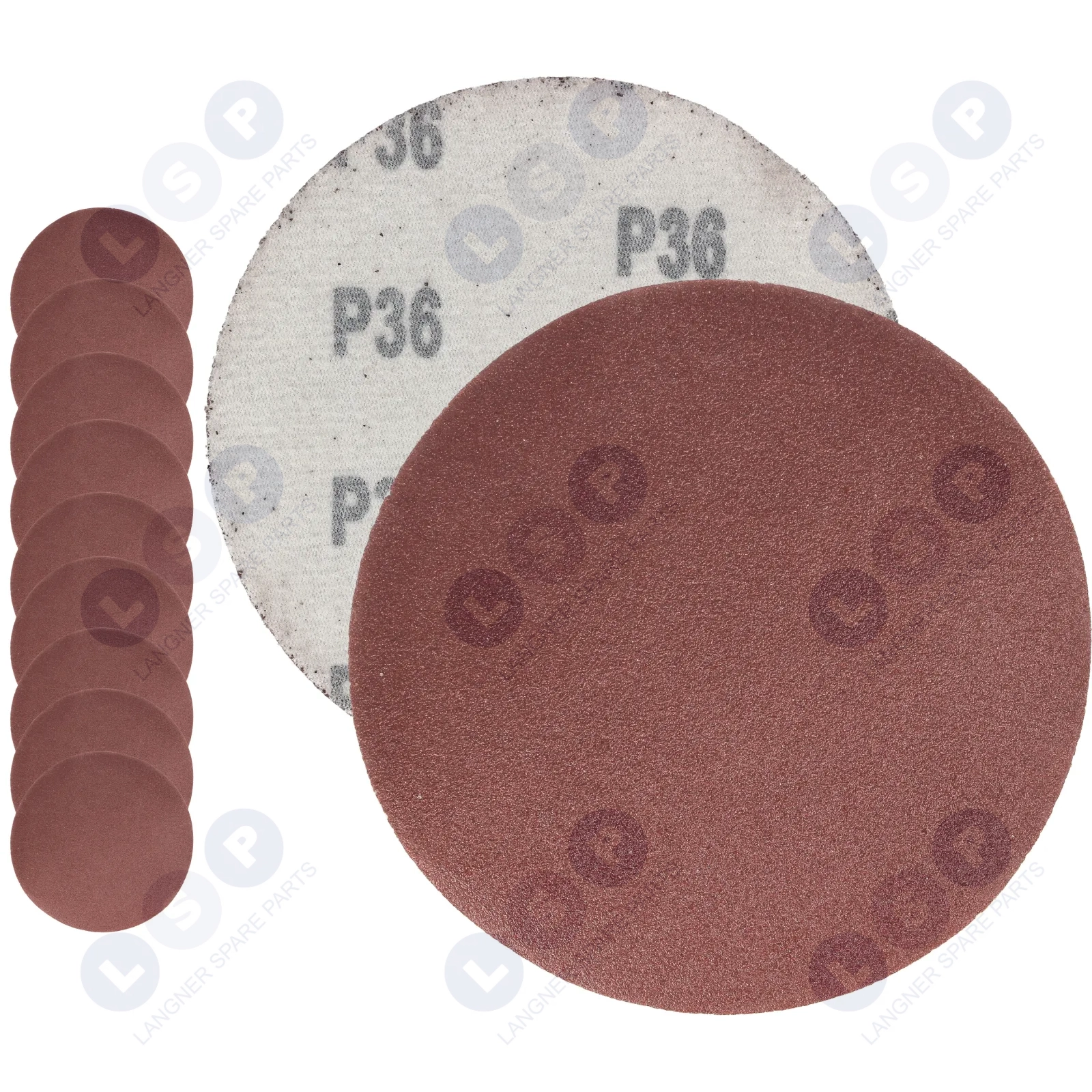 PAPIER ŚCIERNY 125 KRĄŻKI SAMOPRZYLEPNE NA RZEP DO SZLIFIERKI P36 X10