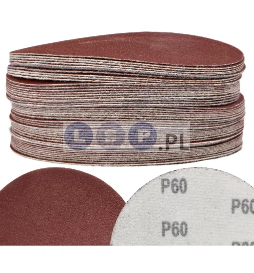 Papier ścierny na rzep 125 MM GR60 krążek ścierny 50 sztuk