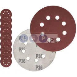 PAPIER ŚCIERNY 125 KRĄŻKI SAMOPRZYLEPNE NA RZEP Z OTWORAMI P36 X10