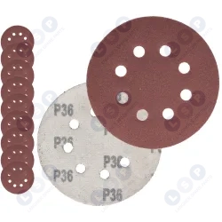 PAPIER ŚCIERNY 125 KRĄŻKI SAMOPRZYLEPNE NA RZEP Z OTWORAMI P36 X10