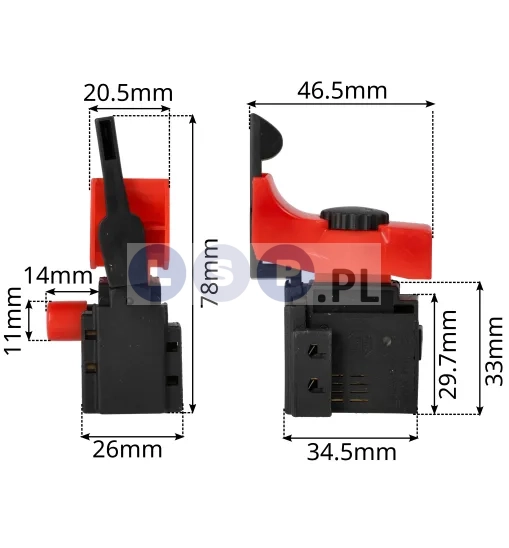 Wyłącznik do chińskiej wiertarki 6A 250V 43-CD123