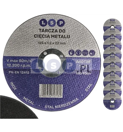 Tarcza tarcze do cięcia metalu 125 INOX STALI NIERDZEWNEJ INOX 10 sztuk