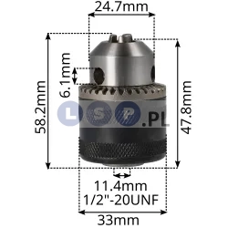 Uchwyt wiertarski 10 mm ½”-20 UNF z kluczykiem