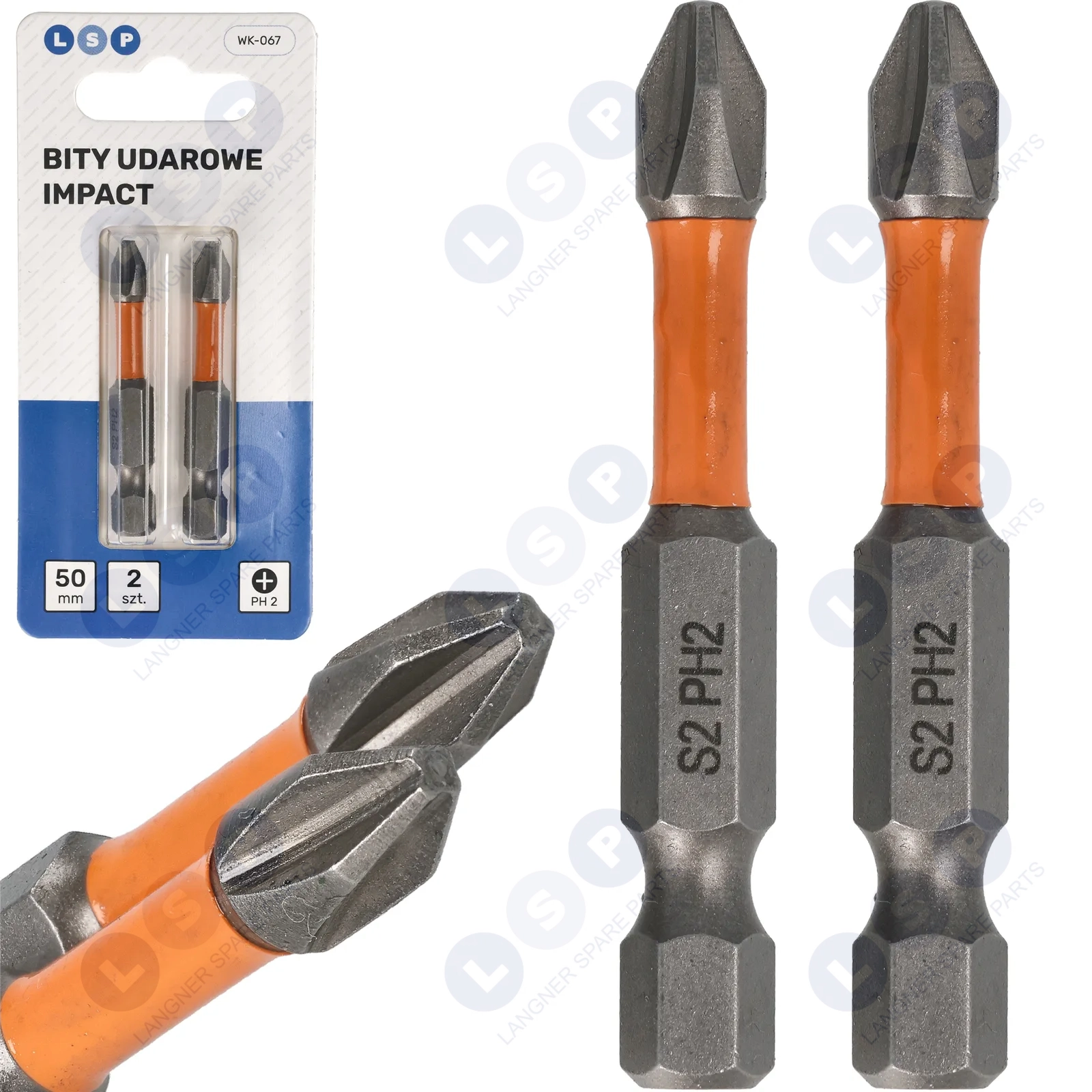 Bit udarowy PHILIPS PH2 50 MM LSP IMPACT zestaw bitów 2 SZTUKI