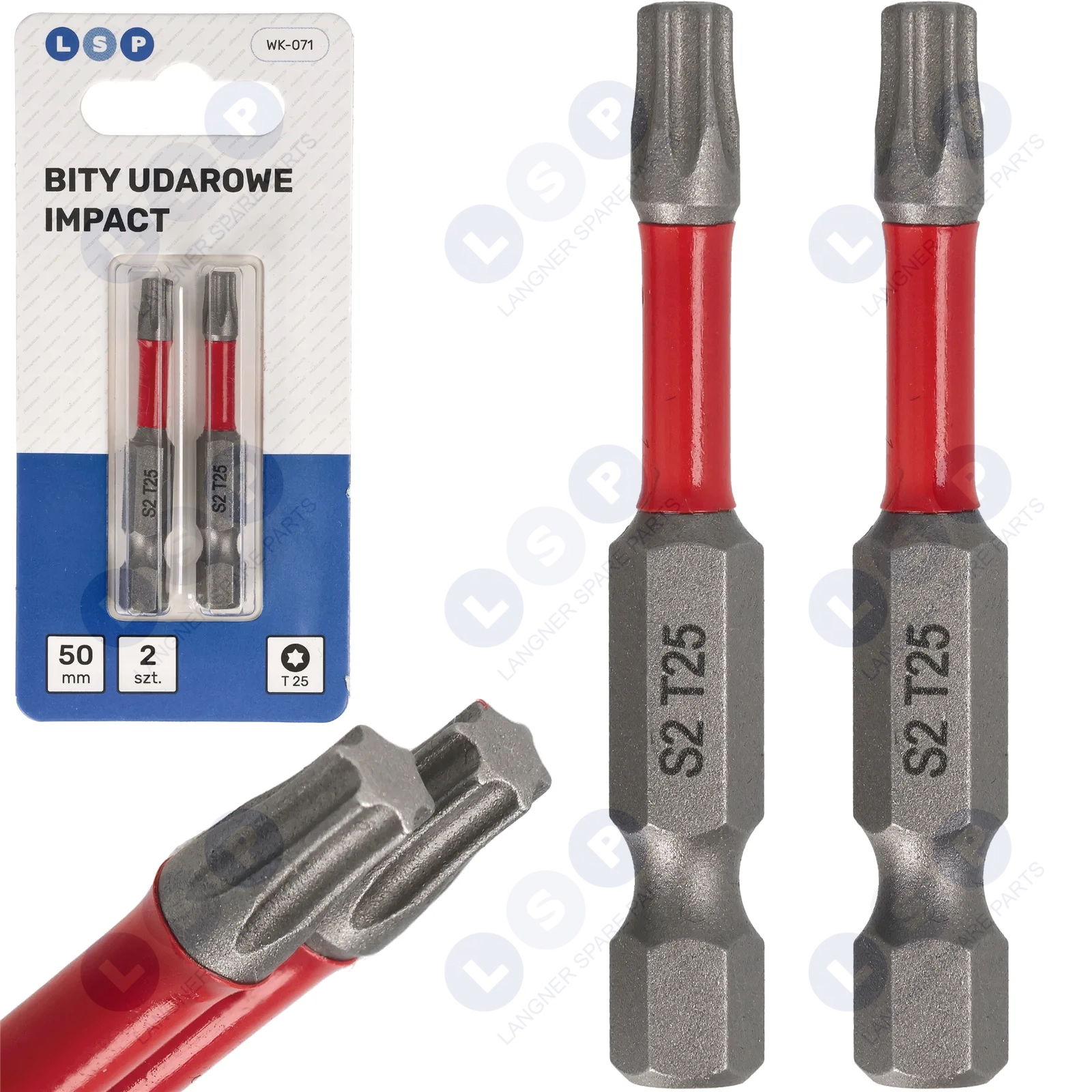 Bit udarowy TORX T25 50 MM LSP IMPACT zestaw bitów 2 SZTUKI