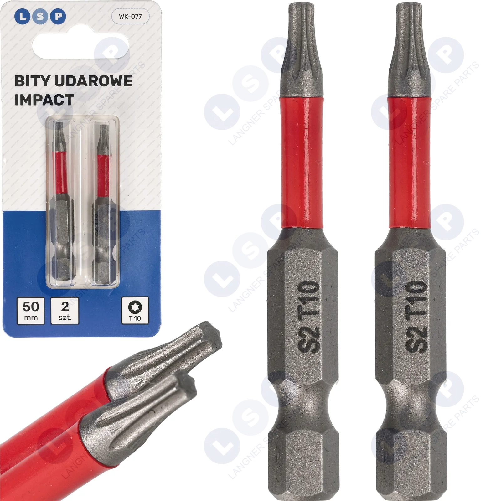 Bit udarowy TORX T10 50 MM LSP IMPACT zestaw bitów 2 SZTUKI