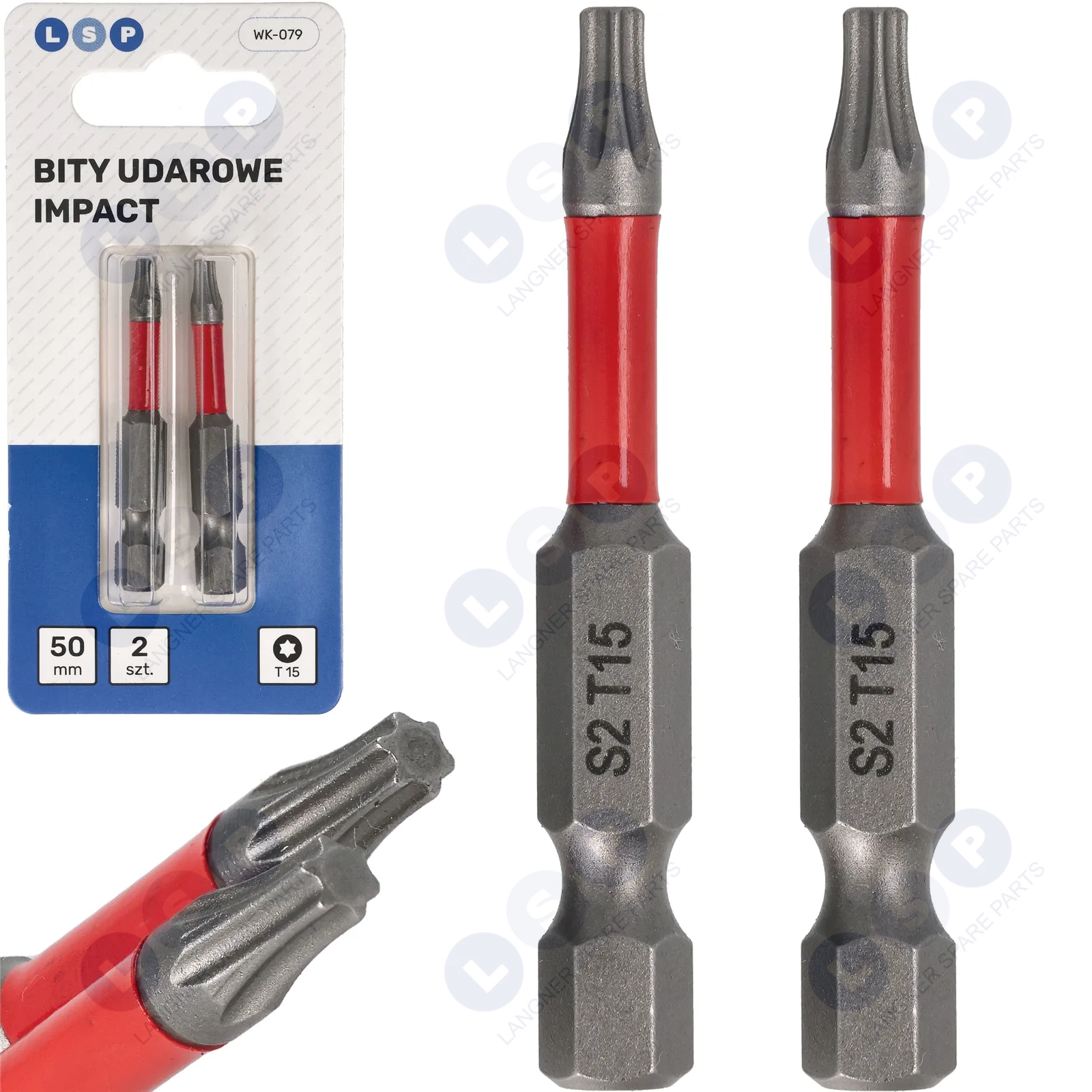 Bit udarowy TORX T15 50 MM LSP IMPACT zestaw bitów 2 SZTUKI
