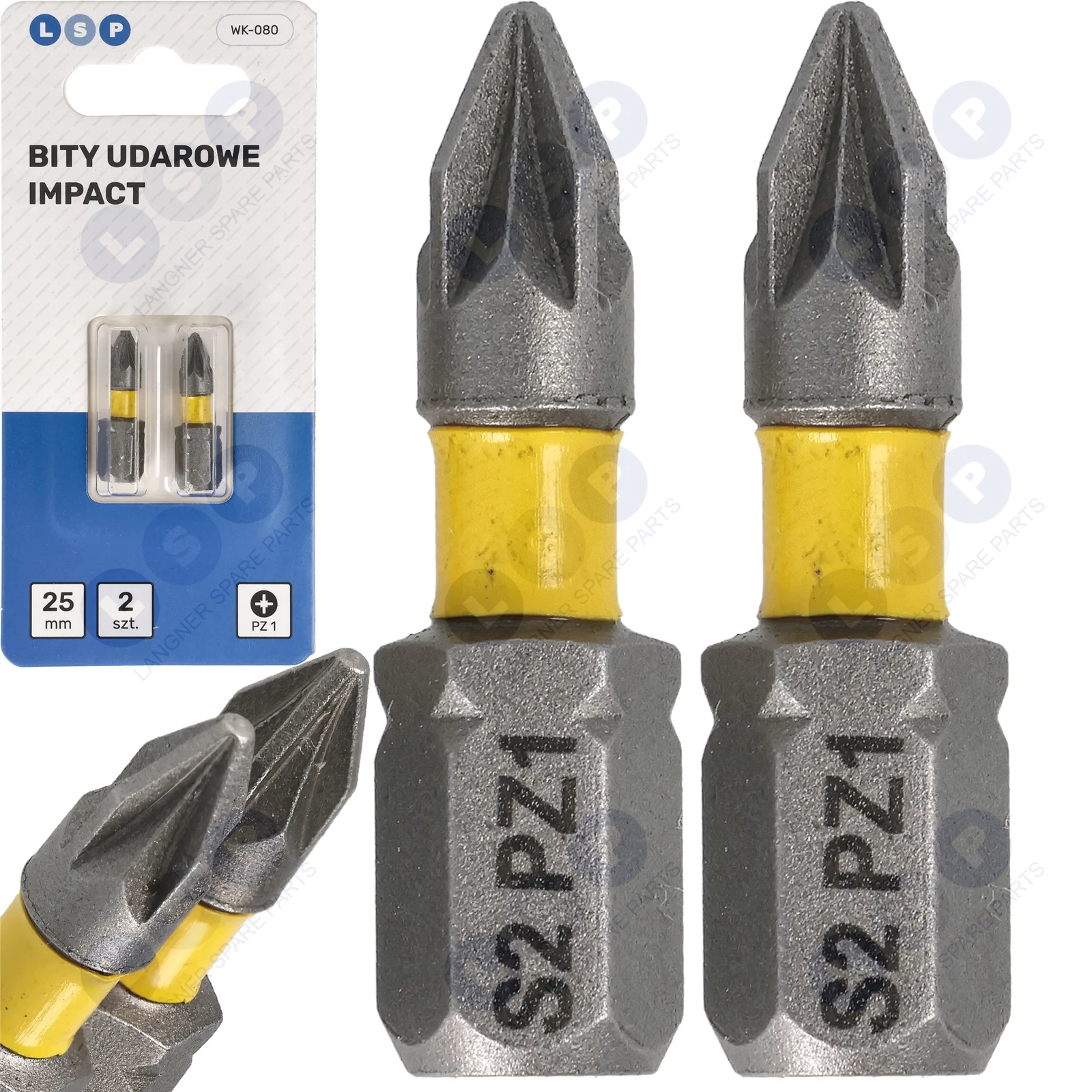 Bit udarowy POZIDRIV PZ1 25 MM LSP IMPACT zestaw bitów 2 SZTUKI