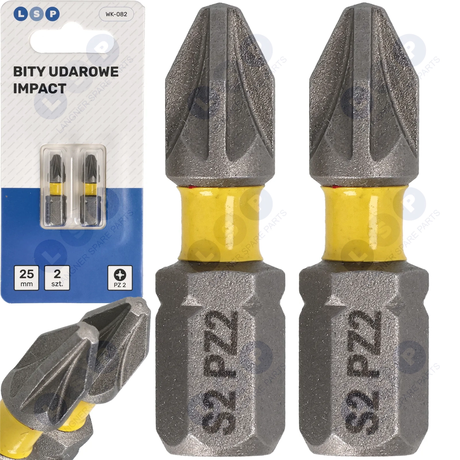 Bit udarowy POZIDRIV PZ2 25 MM LSP IMPACT zestaw bitów 2 SZTUKI