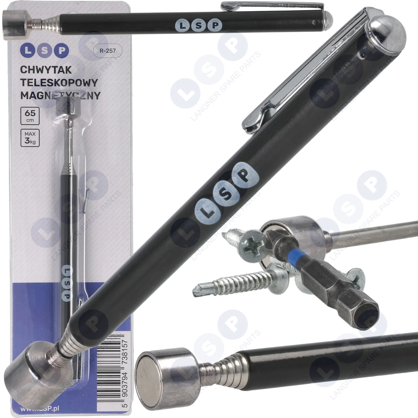 Uchwyt magnetyczny teleskopowy chwytak z magnesem 650mm 3kg