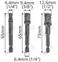 Zestaw do wkrętarki 3 adaptery do kluczy nasadowych 1/2" 3/8" 1/4"